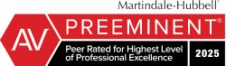Martindale-Hubbell AV Preeminent 2025 badge, indicating peer-rated highest level of professional excellence.
